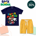 طقم قطن نصف كم كحلي